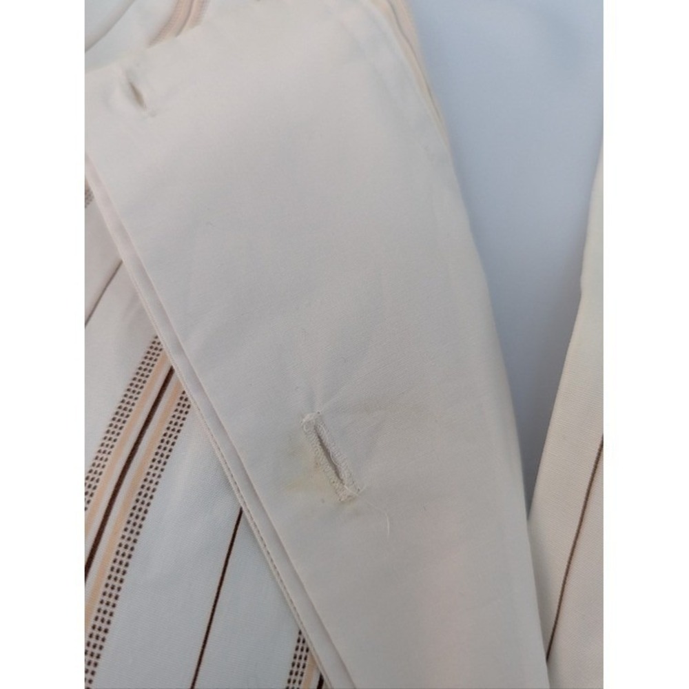 By Malene Birger Striped Ruched Sleeve Cotton Tunic Blouse White Tan Small 36 - Picture 9 of 13